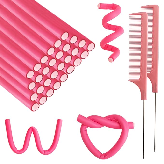 10pcs Flexible Curling Rods, Hair Rollers for Long Hair Short Hair Women Girls, No Heat Hair Curlers