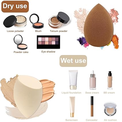 6 Pieces Professional Makeup Sponge Set,Latex Free Flawless Soft Setting Face Puffs,Multicolor Beauty Sponge Blender Cosmetic Applicator for Powder,Liquid,Facial Makeup Tools
