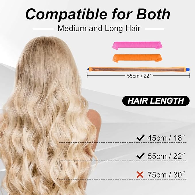 Heatless Spiral Hair Curlers for Long Hair - Heatless Curls Overnight 22inch Magic Magic Hair Rollers No Heat Curlers