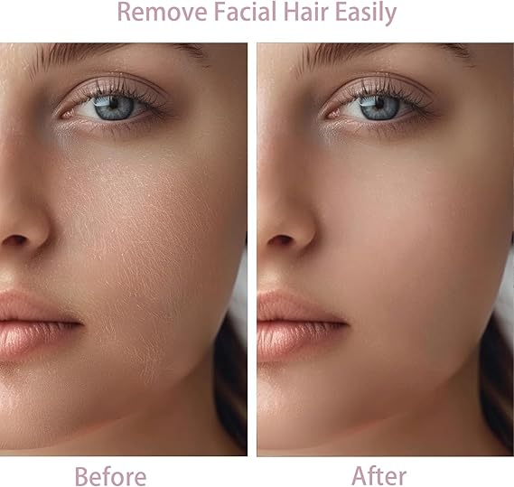 Women Facial Hair Removal Device Battery Operated with 2 Replacement Heads,Ladies Face Shaver for Peach Fuzz Upper Lip,Chin,Facial Hair Removal for Women