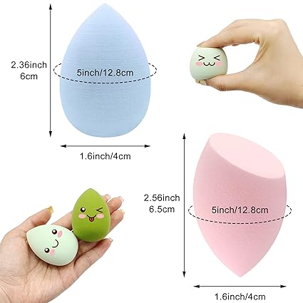 6 Pieces Professional Makeup Sponge Set,Latex Free Flawless Soft Setting Face Puffs,Multicolor Beauty Sponge Blender Cosmetic Applicator for Powder,Liquid,Facial Makeup Tools