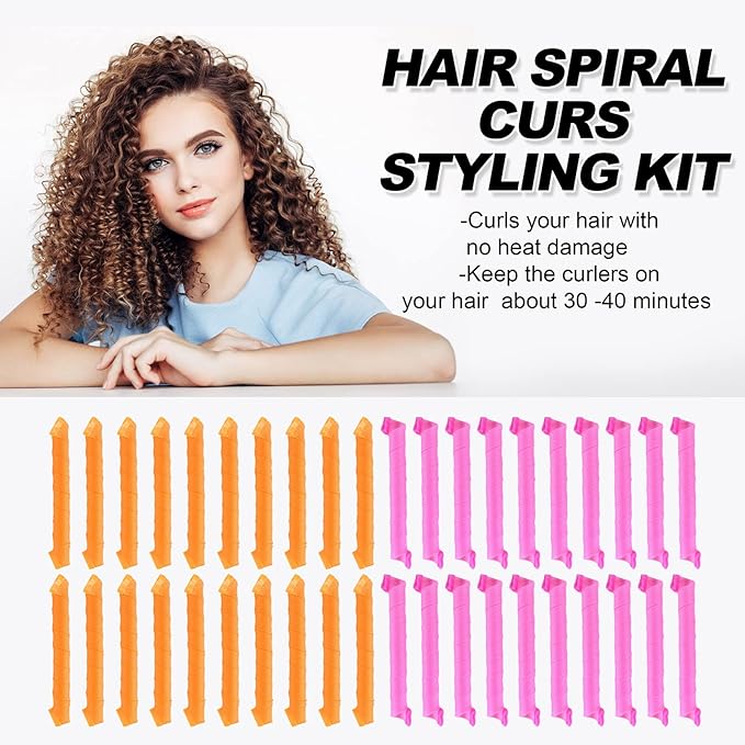 Heatless Spiral Hair Curlers for Long Hair - Heatless Curls Overnight 22inch Magic Magic Hair Rollers No Heat Curlers